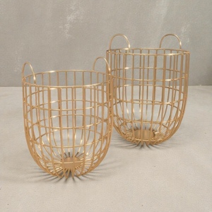 Cestas de Almacenamiento Modernas de Alambre Metálico con Asas, Forma de Cuenco, Multiusos, Organizadores, Color Dorado - Product Image 3