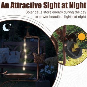 Baño para Pájaros de Jardín de Metal Vintage de 36 Pulgadas con Lámpara Solar, Jardinera con Pedestal, Comedero para Pájaros con Luces Solares para Jardín - Product Image 5