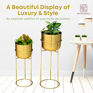 Jardinières décoratives en métal de luxe modernes avec support couleur or pour bureau à domicile jardin salon chambre cuisine utilisation - Product Image 2