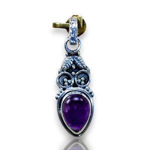 Elegante Joyería Vintage de Plata de Ley 925 con Amatistas Naturales Púrpuras, Estilo Boho, Engaste de Bisel, Corte Pera, para Mujer - Product Image 1
