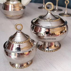 Recipiente para Azúcar y Dulces con Acabado Dorado para Cocina, Tapa Decorativa de Mármol, Hoja de Latón Metálica - Product Image 2