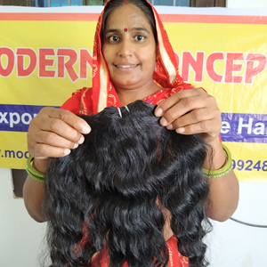Aucun traitement chimique naturel génie trame faisceaux cheveux vierges brut ondulé couleur noire crépus temple indien cheveux humains - Product Image 5