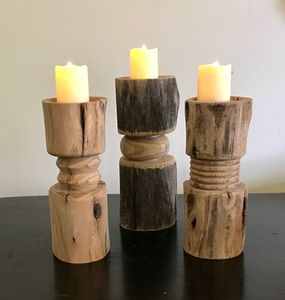 Decorative Wooden Candle Holder For Restaurant Ambience Enhancement Crafted From Durable Natural Wood Material - Product Image 2