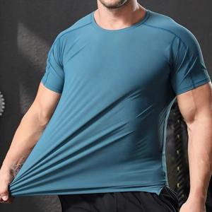 T-shirt de sport pour homme à manches courtes en Spandex/Polyester, imprimé, élastique, design vierge, ourlet circulaire, col rond, pour la gym, décontracté, usage quotidien - Product Image 5
