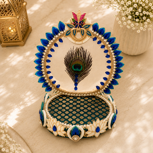 Trono Decorativo de Madera Hecho a Mano con Diseño de Pavo Real para Gopal Singhasan, Ídolo de Krishna, Pooja Chowki, Decoración de Templo para el Hogar, Mandir, Janmashtami - Product Image 2