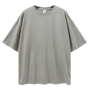 T-shirt unisexe oversize en coton délavé effet soleil, coupe carrée streetwear vintage décontracté, épaules tombantes, style quotidien décontracté - Product Image 3