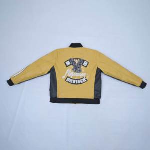 Chaquetas de Invierno para Hombre de Alta Calidad al por Mayor, Chaqueta Bomber Varsity de Cuero PU con Bordado de Pedrería, Estilo Urbano - Product Image 3