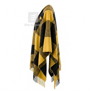 Custom National Coalition of 100 <b>Black</b> Women cape <b>shawl</b> embroidered logo on front <b>black</b> and gold color blocking for Female - Product Image 2
