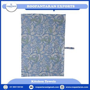 ผ้าเช็ดครัวลายดอกบัวสีน้ำเงินคลาสสิก พิมพ์ลายด้วยมือบนผ้าฝ้าย ขนาด 50x70 ซม. ผ้าทำความสะอาดอเนกประสงค์ รุ่นใหม่มาแรง - Product Image 2