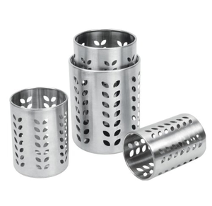 Porte-ustensiles en acier inoxydable de qualité supérieure, compatible lave-vaisselle, avec motif feuille, pour rangement de cuisine - Product Image 1
