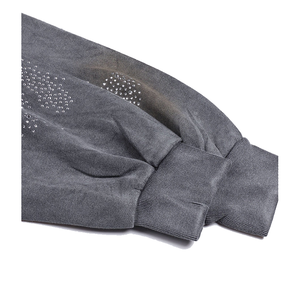 Sudadera con capucha y cremallera para hombre, con diseño abstracto de galaxia y pedrería, efecto lavado ácido, gris vintage 2026, oversize, estilo streetwear Y2K, con brillo efecto polvo de estrellas - Product Image 4