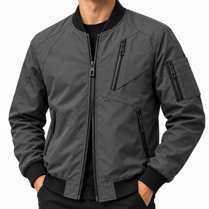 Veste bomber à col montant personnalisée OEM, imperméable et coupe-vent, logo personnalisé, vente en gros de vestes bomber - Product Image 6