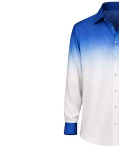 Chemise Formelle Homme Bleu Royal et Blanc Ombré en Coton Premium à Manches Longues Boutonnée – Tenue Décontractée Chic – Fabricant Personnalisé – Vente en Gros - Product Image 3