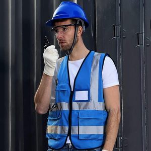 Lot de 2025 gilets de sécurité avant à fermeture éclair haute visibilité 5 poches avec bandes réfléchissantes gilet uniforme - Product Image 3