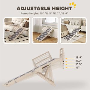 Rampa Pieghevole per Animali Domestici di Piccola e Grande Taglia, 4 Altezze Regolabili da 38 cm a 48 cm, Gradino Laterale per Cani, Comodo Arredo per Cuccia - Product Image 5
