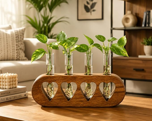 Vase à fleurs mural en bois et bambou pour la décoration de la maison, salon et bureau, par la collection artisanale, design moderne et luxueux, personnalisable - Product Image 4