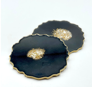 Posavasos de Resina de Alta Calidad, 2 Piezas, Tamaño Personalizado, Redondos, con Diseño Floral, con Brillo Dorado, Posavasos Cuadrados de Resina Personalizables de Alta Calidad - Product Image 1