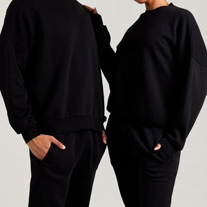 Sudadera de moda de algodón oversize para mujer con cuello redondo, hombros caídos, manga larga y logo bordado personalizado al por mayor - Product Image 3