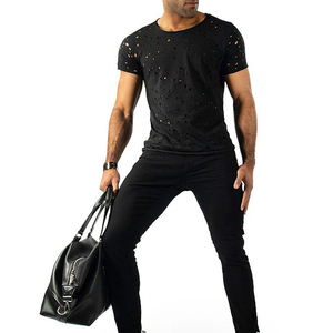 T-shirt Homme Oversize Personnalisé en Coton 100% de Haute Qualité, Effet Usé et Déchiré, Respirant, Séchage Rapide, Style Urbain et Sportif - Product Image 6