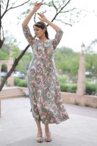 Vestido corto indio hecho a mano de algodón con estampado Floral, ropa de fiesta elegante para mujer, logotipo frontal, novia personalizada, ecológico, Natural - Product Image 5