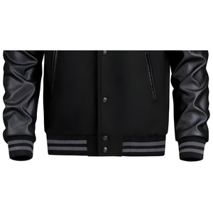 Blouson universitaire d'hiver pour homme en laine Melton avec manches en nylon/coton, col montant, personnalisable, style Letterman, écologique, respirant et coupe-vent - Product Image 5