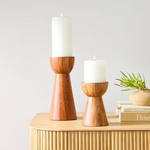 Handmade Wooden Candle Holder Round Wooden Candle Stand Brown Handcrafted <b>Decorative</b> <b>Lantern</b> for Home Decor - Product Image 3