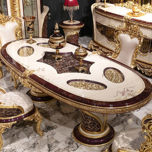 Juego de Comedor de Lujo Estilo Palacio, Madera de Caoba Sólida, Tallado a Mano en Dorado, Estilo Europeo Antiguo, Vitrina para Hogar, Hotel, Villa - Product Image 2