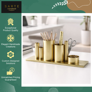 Exportateur en gros vendant un ensemble d'organisateurs de bureau de luxe en laiton, faits à la main, multifonctionnels, modernes, en métal, pour la maison et le bureau - Product Image 3