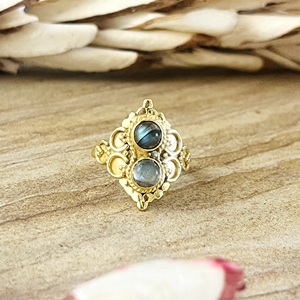 Novedad: Anillo Boho Luna de Última Tendencia, Tribal, de Latón con Labradorita, Chapado en Oro de 18k, para Mujer, con Ojo de Plata, Estilo Celestial Étnico - Product Image 1