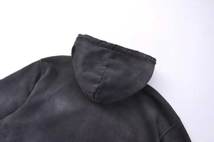 Sweat à capuche personnalisé OEM en polaire légère, patchwork multicolore, épaules tombantes, coupe oversize et carrée, grandes tailles, effet délavé à l'acide - Product Image 2
