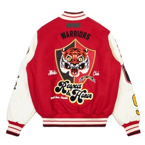 Premium <b>Leather</b> Sleeve Varsity <b>Jacket</b> Wholesale Custom College Letterman <b>Jacket</b> With Embroidered Patches - Product Image 3