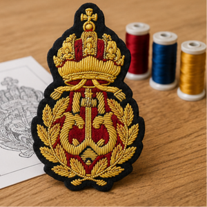 AUSTRIAN CAP BADGE High Quality Lace Embroidered Patch <b>Sew</b>-On Fabric Badge Circular Luxury Design for Garment - Product Image 4