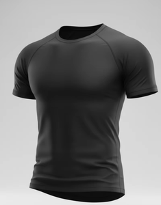 Camiseta Deportiva Personalizada para Hombre de Alto Rendimiento, Mezcla de Poliéster y Elastano, Corte Atlético y Dobladillo Curvo, Color Negro Liso, Ropa de Gimnasio - Product Image 2