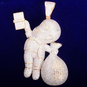 Pendentif Hip Hop Money Boy Bling Bling en Diamant de Laboratoire, Pendentif Sac Dollar Personnalisé, Pendentif Dessin Animé, Vente en Gros Usine - Product Image 2