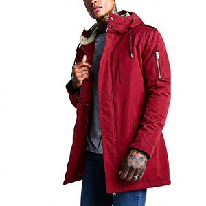 Men's <b>Long</b> Hooded Puffer Jacket Solid Color Windproof Casual Winter <b>Coat</b> with Zipper and Fleece Lining - Product Image 3