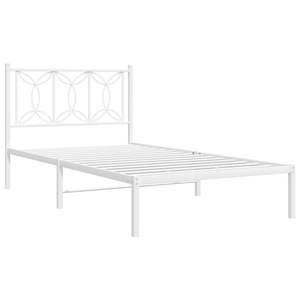 Cadre de lit simple moderne en acier blanc, 39,4 x 78,7 pouces - Product Image 2