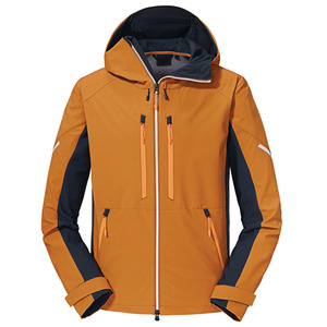 Veste softshell à capuche pour homme, orange et noir, style sportif, fermeture éclair, vêtements d'extérieur pour l'hiver - Product Image 4