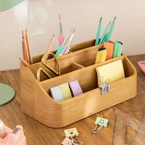 Fine Wooden Pencil and Pen Storage Wooden Workspace Accessory with Modern Appeal <b>Rustic</b> Timber Office Supply Organizer Wooden Wr - Product Image 1