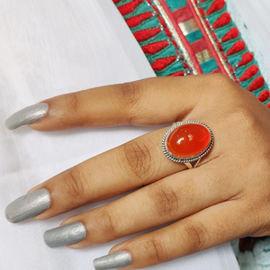 Carnelian Gemstone <b>Ring</b> for Girls Cute Orange Stone <b>Ring</b> Sterling Silver Jewelry <b>Dainty</b> Gift for Her - Product Image 1