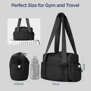 Sac de voyage et sac à bandoulière de sport minimaliste noir multi-poches, sacs à lunch - Product Image 5