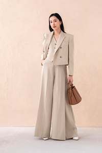 Women's <b>Wool</b> Blend Gilet <b>Pants</b> Suit 3-piece set Blazer Full Sleeve Single Breasted V-neck Anti-Wrinkle Business Suit - Product Image 1