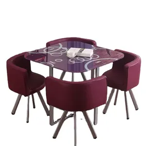 智能惊人的餐桌套装6把椅子4人现代长方设计中密度纤维板木制8座矩形天然木材