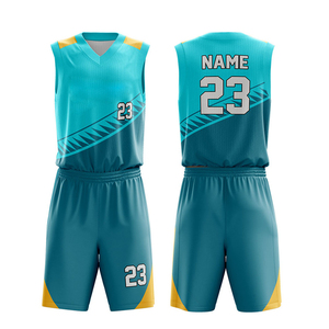 Ensemble d'uniformes de basket-ball personnalisés, jaune et violet, impression par sublimation, jersey unisexe en polyester respirant pour adultes avec numéro 23 - Product Image 6