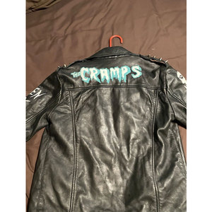 <b>Punk</b> Rock Style Gothic Rock Custom Spiderweb Shoulder Leather Green Studded Lapels <b>Jacket</b> 2026 - Product Image 2