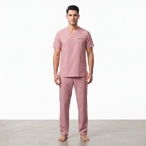 Blusa Médica para Hombre con Cuello en V, Uniforme de Hospital, Camisa de Enfermero con Múltiples Bolsillos, Diseño de Cuello Superpuesto, Ropa de Trabajo para el Sector Sanitario - Product Image 5