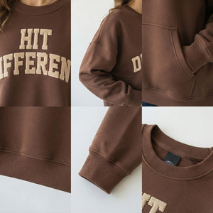 Sweat-shirt à épaules tombantes imprimé en chenille pour femme, vêtement d'hiver épais, 100% coton, pull-over, haut en coton épais 450 GSM - Product Image 5