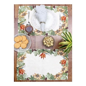 Heat-resistant Pack of 4pcs Placemat Dining Table Mat Embroidered Painting Style Washable 45x30cm <b>Rectangle</b> Desk Top Decorative - Product Image 1