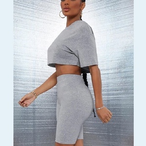 OEM Custom Logo Women Drop Shoulder Solid Color Biker Shorts Wholesale <b>Top</b> Quality Product - Product Image 6