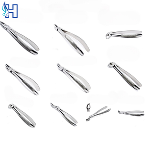 Ensemble de forceps d'extraction dentaire en acier inoxydable, poignée moletée, instruments chirurgicaux de classe I, utilisation manuelle, couleur argent - Product Image 2