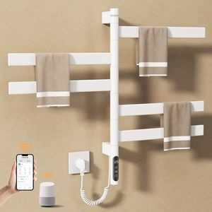 SIOYIE Scaldasalviette Elettrico Girevole Intelligente da Parete con Barre Orientabili, Timer Smart, Accessorio Bagno a Basso Consumo Energetico - Product Image 1